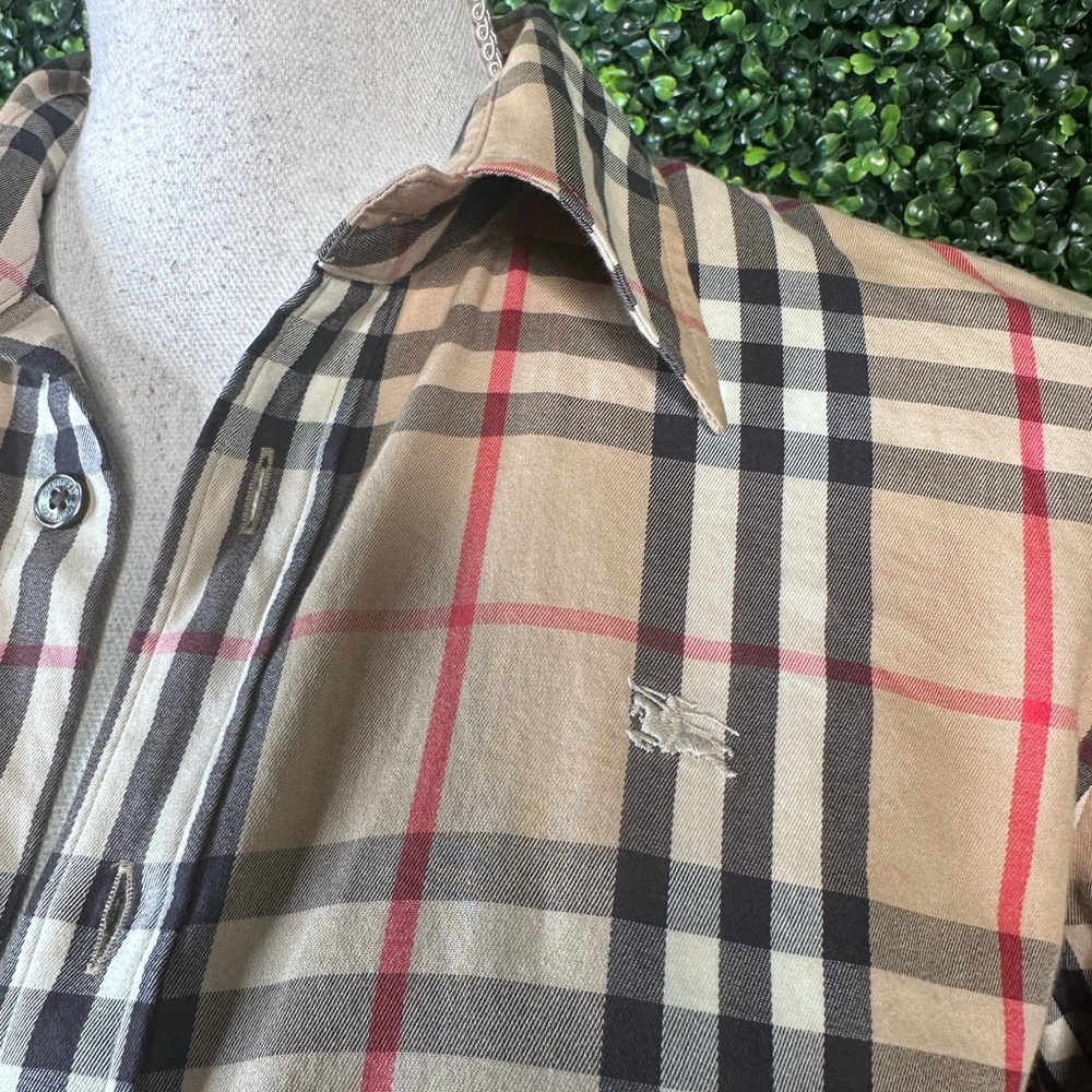 Authentic Burberry Nova Check Button Down Long Sl… - image 2
